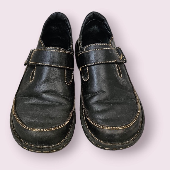 Born Clogs Honesty Size 7.5 Black Leather Slip On Round Toe Mule Shoes - Picture 6 of 10